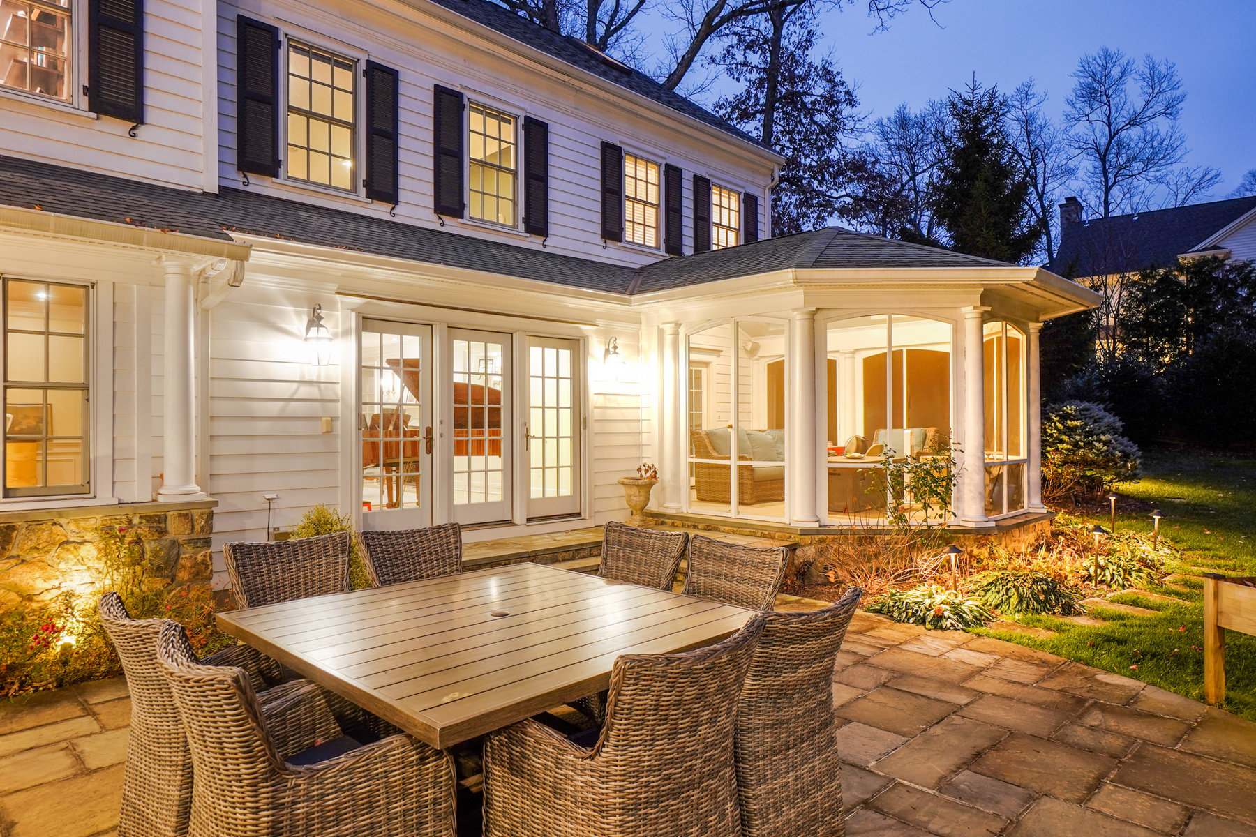 195 Highland Ave, Short Hills - Patio and Screened porch dusk