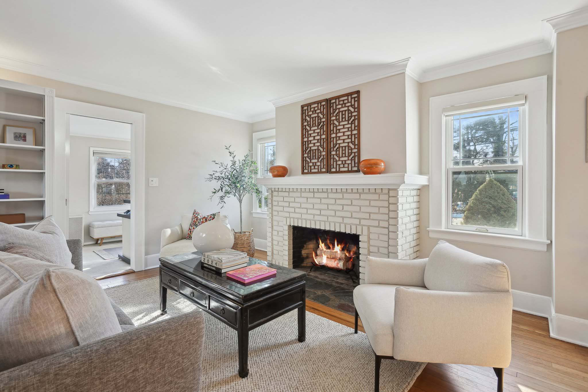 38 Campbel Road, Short Hills - living room fireplace